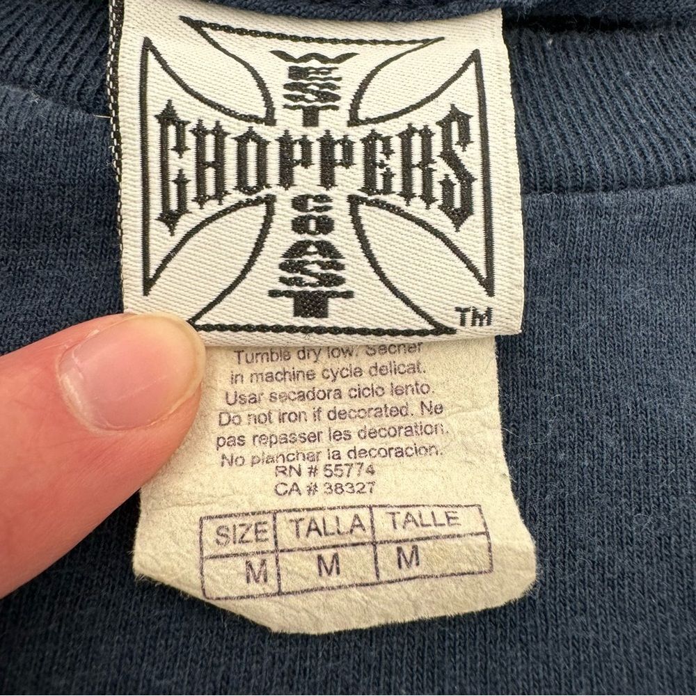 Vintage Y2K West Coast Choppers Biker Long Sleeve T Shirt Navy - Picture 4 of 5